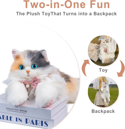 Kawaii Cat Plush Backpack – Cute & Fluffy Kitty Bag