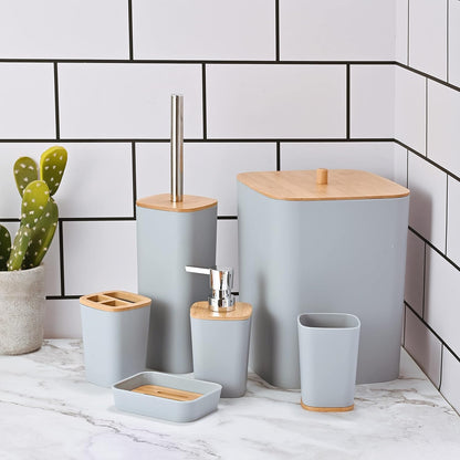 6Pcs Bamboo Bathroom Set