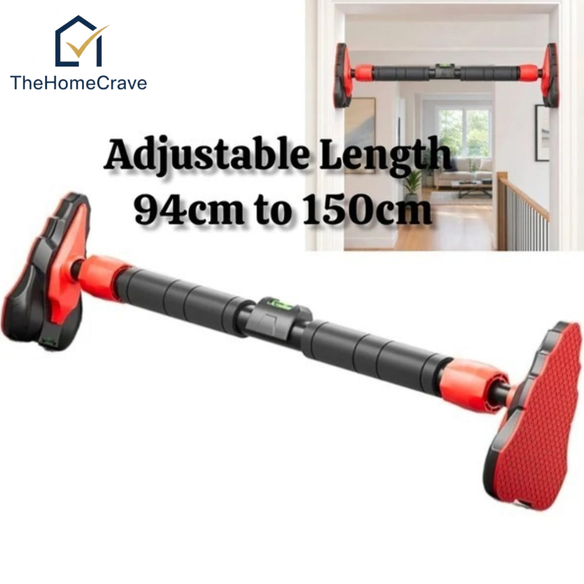 200kg Adjustable Doorway Pull Up Bar – Heavy Duty Home Gym Exercise & Chin Up Bar for Kids & Adults