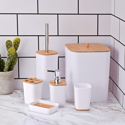 6Pcs Bamboo Bathroom Set