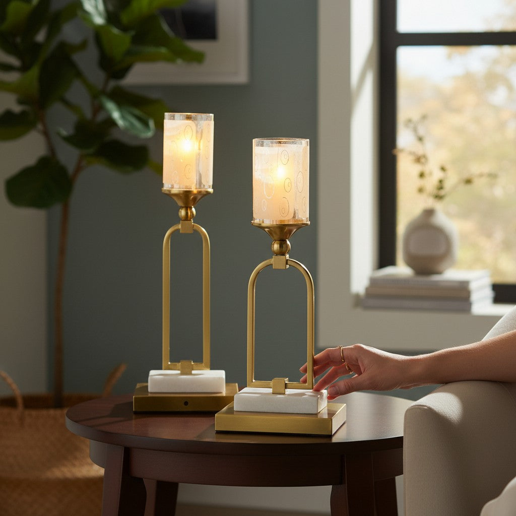 Majestic Metallic Brass Flame Holders