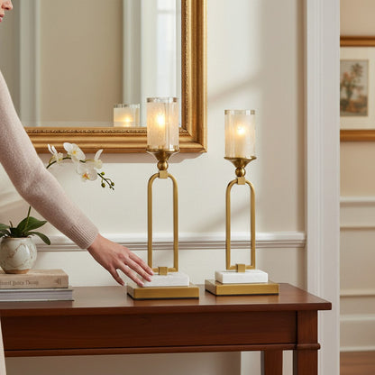 Majestic Metallic Brass Flame Holders