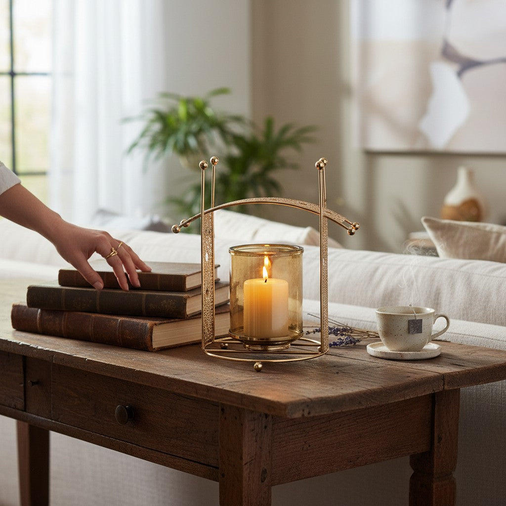 Elegance Metallic Glass Candle Stand