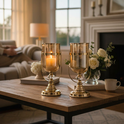 Crystal Glow Metallic Glass Candle Stand