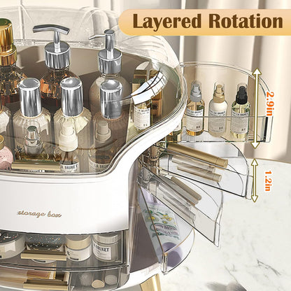 Large Capacity Makeup Organizer with Transparent Lid - Vanity Storage Box