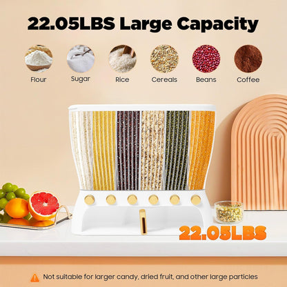 6-Grid Cereal Storage Dispenser -  Easy To Use & Clean