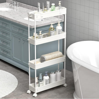 4 Tier Slim Storage Trolly with Wheels